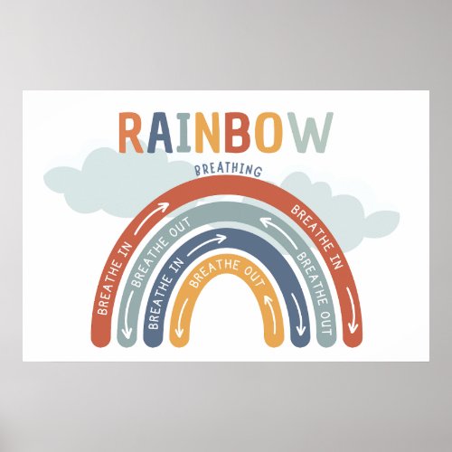 Rainbow Breathing Mindful Breathing Poster