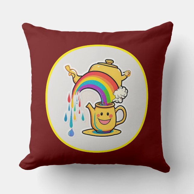 "Rainbow Brew" Throw Pillow (Front)