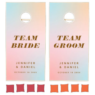 Rainbow Bride Groom Wedding Cornhole Set