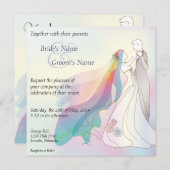 Rainbow Bride & Groom Wedding Invite - 1 (Front/Back)