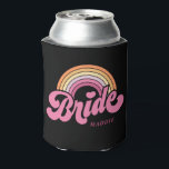 Rainbow Bride Retro Personalized  Can Cooler<br><div class="desc">Rainbow Bride Retro Personalized Can Cooler</div>