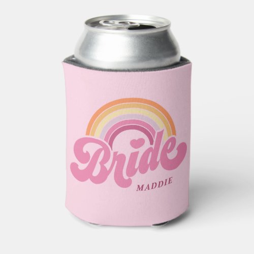 Rainbow Bride Retro Personalized  Can Cooler