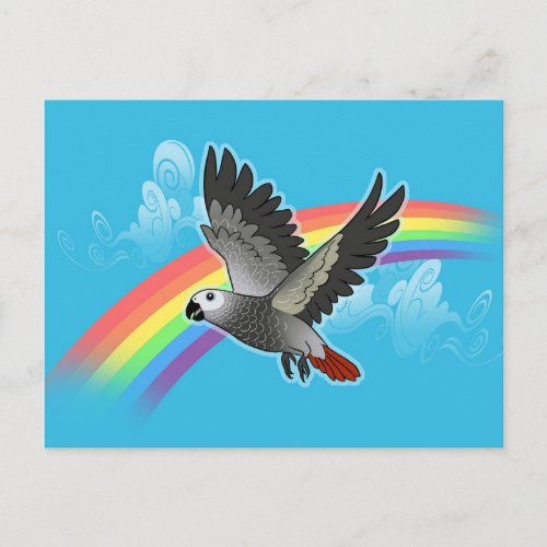 Rainbow bridge african grey parrot postcard