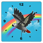 Rainbow Bridge African Grey Parrot Clock