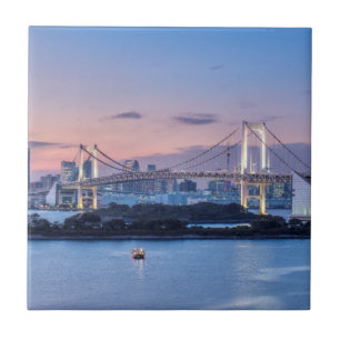 Rainbow Bridge at twilight Ceramic Tile