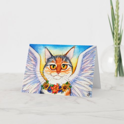 Rainbow bridge cat angel card