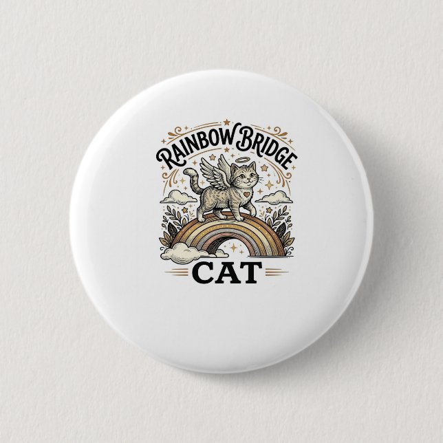 Rainbow Bridge Cat Cat Memorial Rainbow Bridge Vin Button (Front)