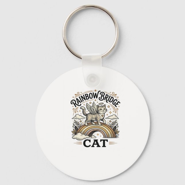 Rainbow Bridge Cat Cat Memorial Rainbow Bridge Vin Keychain (Front)