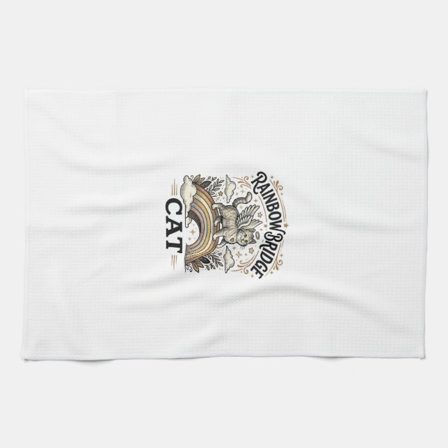 Rainbow Bridge Cat Cat Memorial Rainbow Bridge Vin Kitchen Towel (Horizontal)
