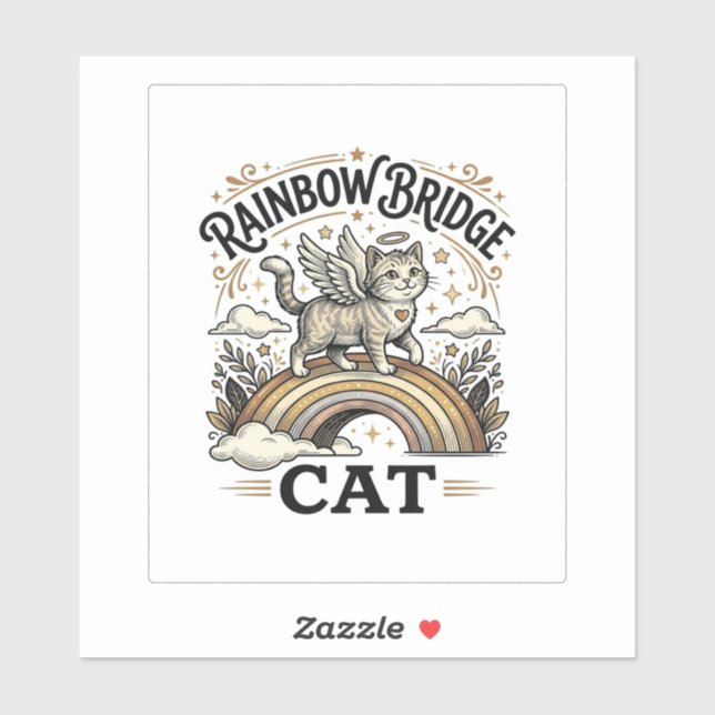 Rainbow Bridge Cat Cat Memorial Rainbow Bridge Vin Sticker (Sheet)