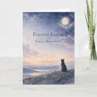 Rainbow Bridge Cat Sympathy Moonlit Watercolor Card