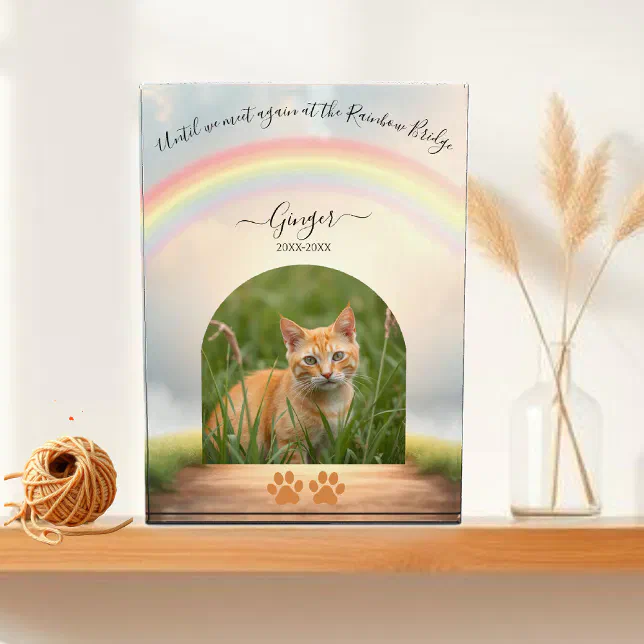 Rainbow Bridge-Custom Cat Memorial Photo Block | Zazzle