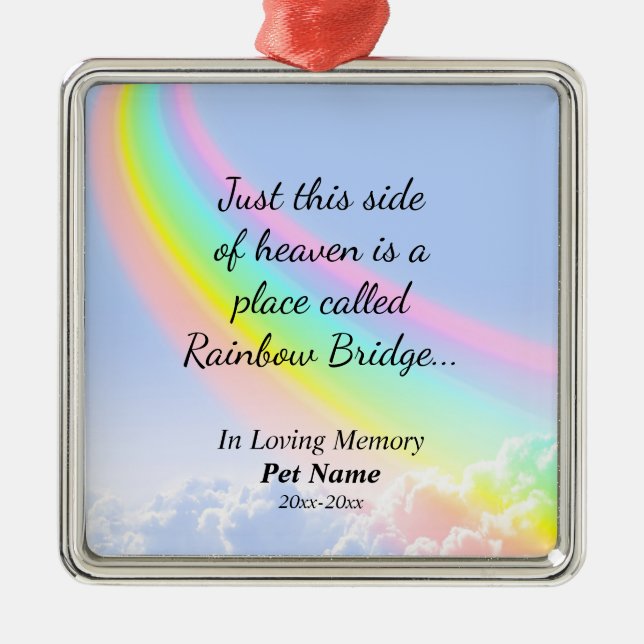 Rainbow Bridge Custom Pet Memorial Ornament (Front)