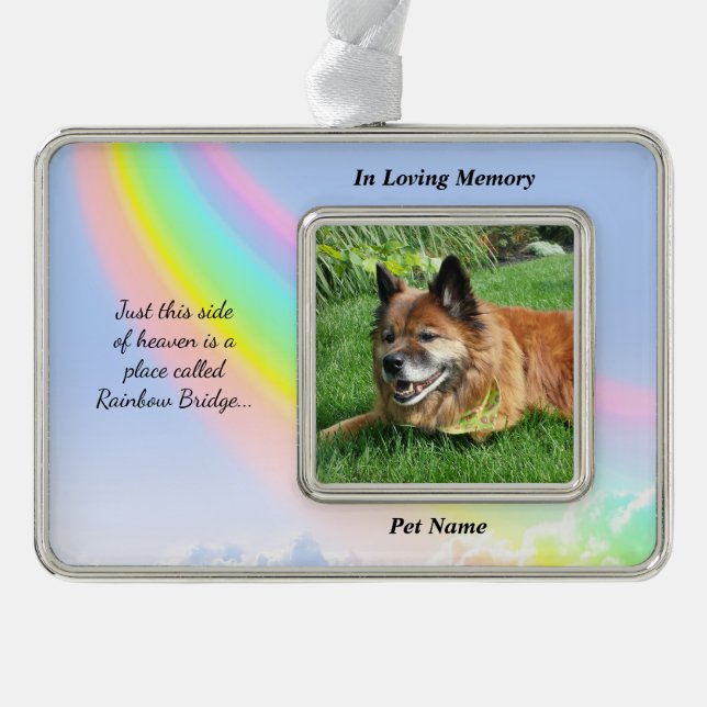 Rainbow Bridge Custom Pet Sympathy Ornament (Front)