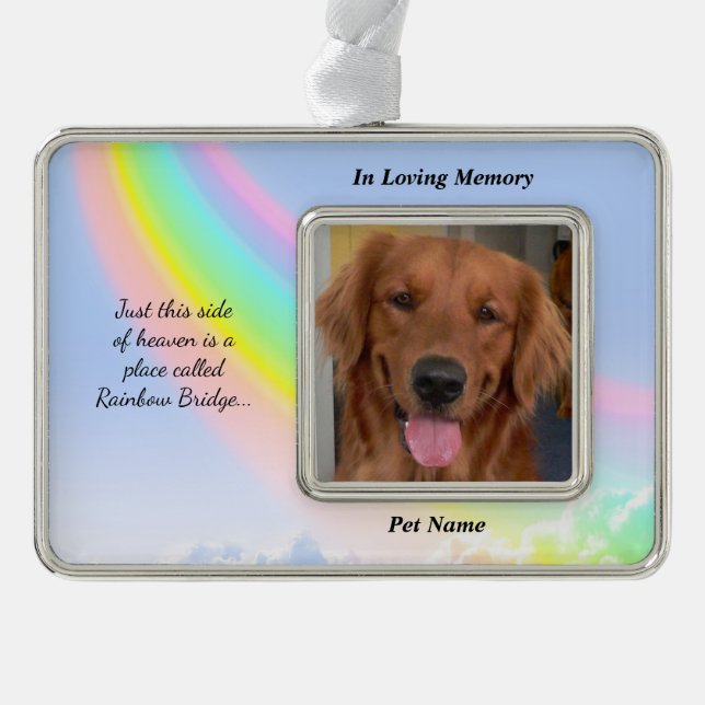 Rainbow Bridge Custom Pet Sympathy Ornament (Front)