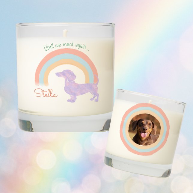 Rainbow Bridge Dachshund Memorial Custom Photo  Scented Candle (Creator Uploaded)