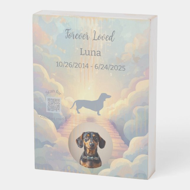 Rainbow Bridge Dachshund Memorial Wood Sign (Angled Vertical)