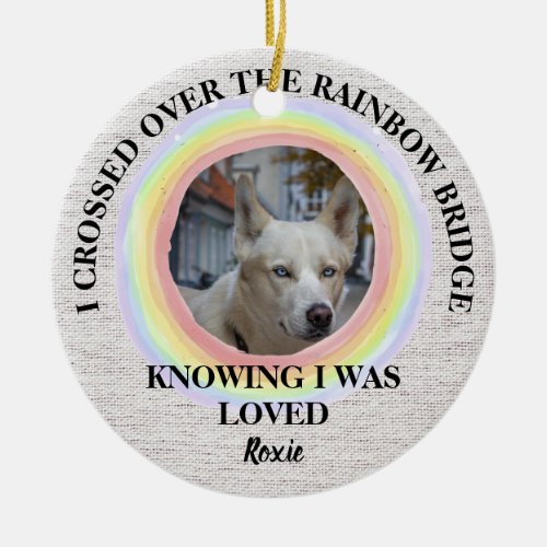 Rainbow Bridge Dog memorial Custom photo  Name Ceramic Ornament