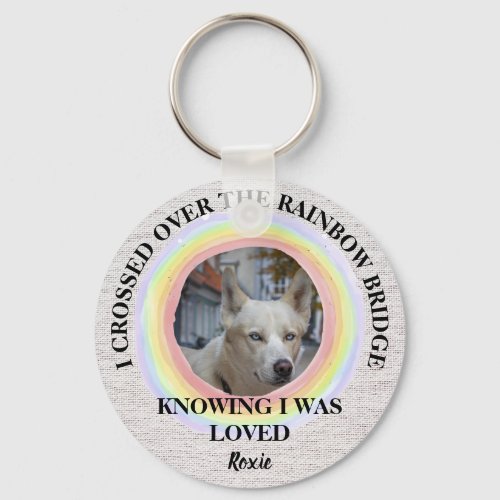 Rainbow Bridge Dog memorial Custom photo  Name Keychain