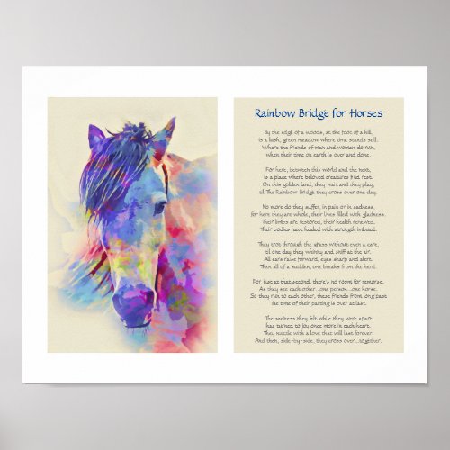 Rainbow Bridge for Horses Sympathy Poster