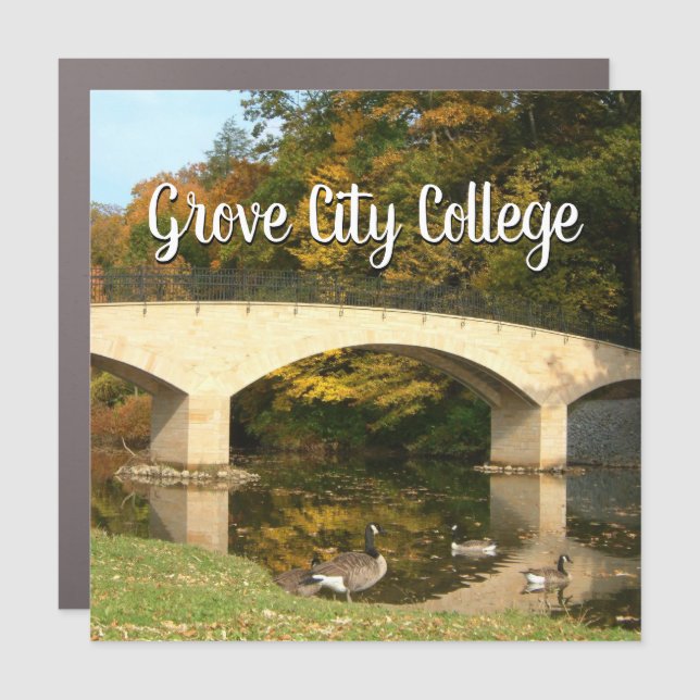 Rainbow Bridge in Fall at Grove City College Car Magnet (Front)