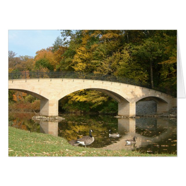 Rainbow Bridge in Fall at Grove City College Card (Front Horizontal)