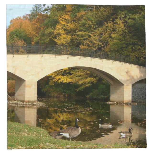 Rainbow Bridge in Fall at Grove City College Cloth Napkin (Front)