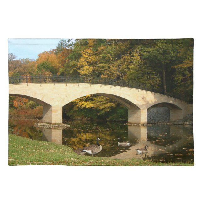 Rainbow Bridge in Fall at Grove City College Cloth Placemat (Front)