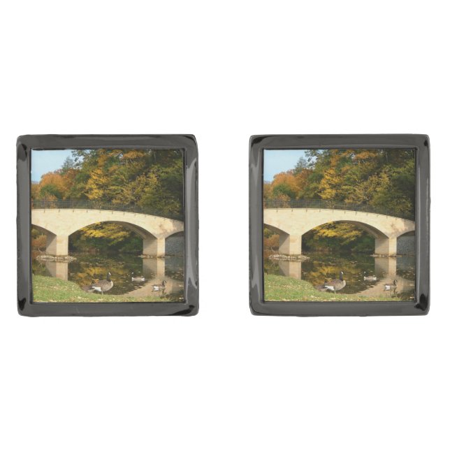 Rainbow Bridge in Fall at Grove City College Cufflinks (Front)