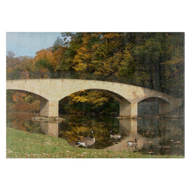 Rainbow Bridge in Fall at Grove City College Cutting Board (Front)