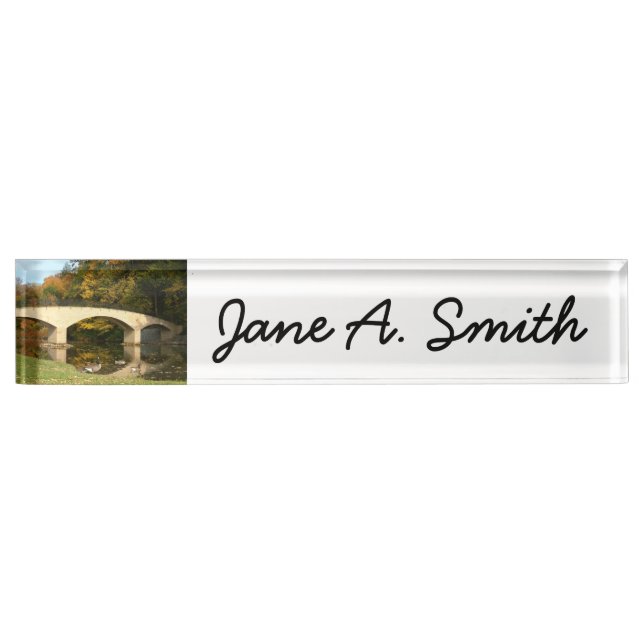 Rainbow Bridge in Fall at Grove City College Desk Name Plate (Front)