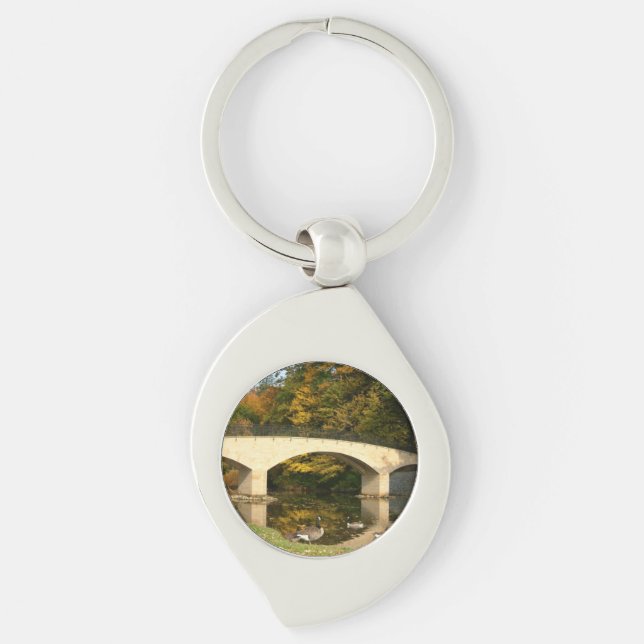 Rainbow Bridge in Fall at Grove City College Keychain (Front)