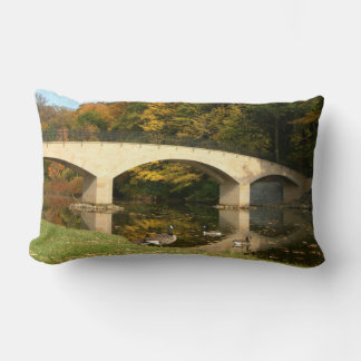 Rainbow Bridge in Fall at Grove City College Lumbar Pillow