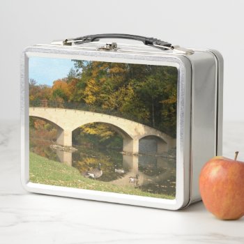 Rainbow Bridge In Fall At Grove City College Metal Lunch Box by mlewallpapers at Zazzle