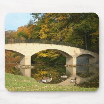 Rainbow Bridge In Fall At Grove City College Mouse Pad by mlewallpapers at Zazzle