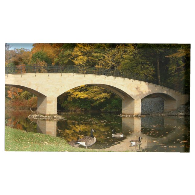Rainbow Bridge in Fall at Grove City College Place Card Holder (Front)