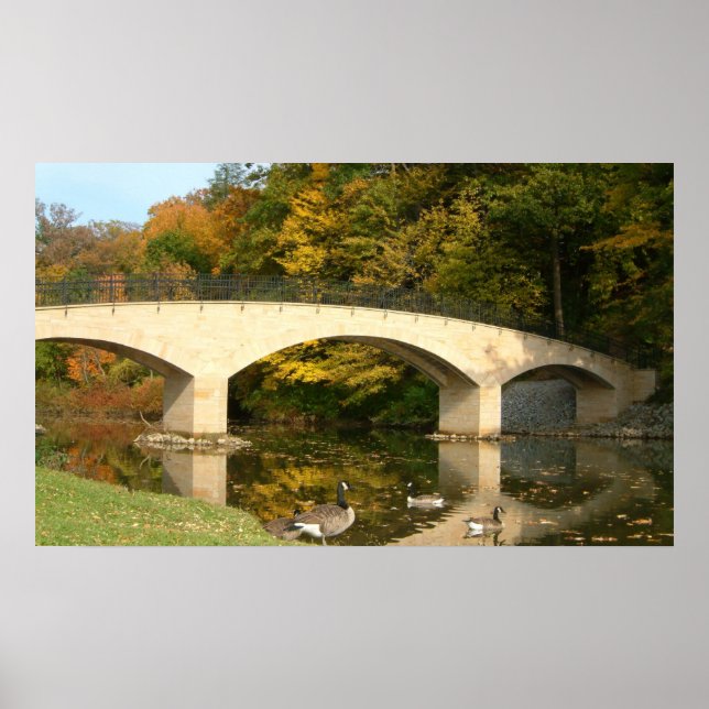 Rainbow Bridge in Fall at Grove City College Poster (Front)