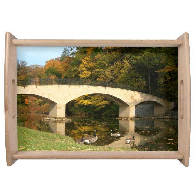 Rainbow Bridge in Fall at Grove City College Serving Tray (Front)