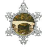 Rainbow Bridge in Fall at Grove City College Snowflake Pewter Christmas Ornament