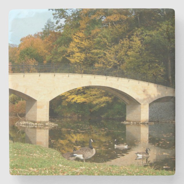 Rainbow Bridge in Fall at Grove City College Stone Coaster (Front)