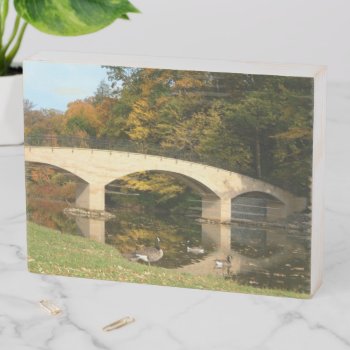 Rainbow Bridge In Fall At Grove City College Wooden Box Sign by mlewallpapers at Zazzle