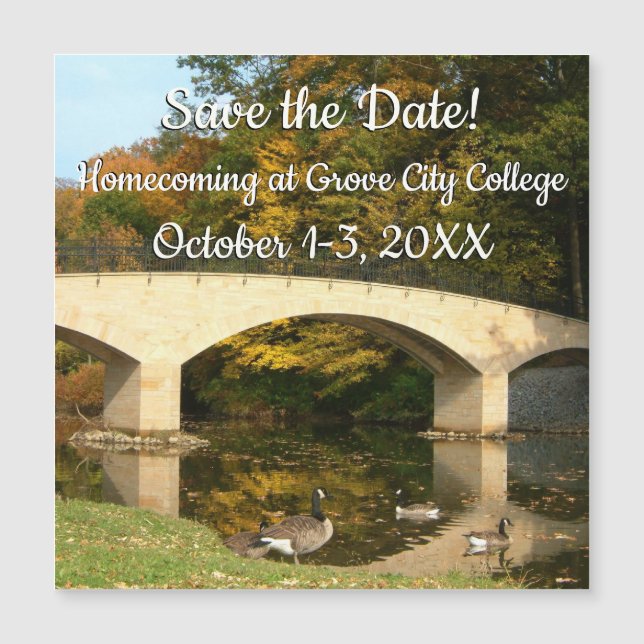 Rainbow Bridge in Fall at Grove City Save the Date (Front)