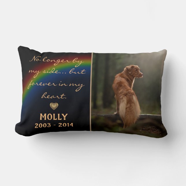 Rainbow Bridge In Memory Of Dog Cat Pet Memorial Lumbar Pillow (Front)