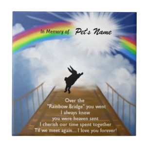 Rainbow Bridge Memorial for Rabbits Ceramic Tile