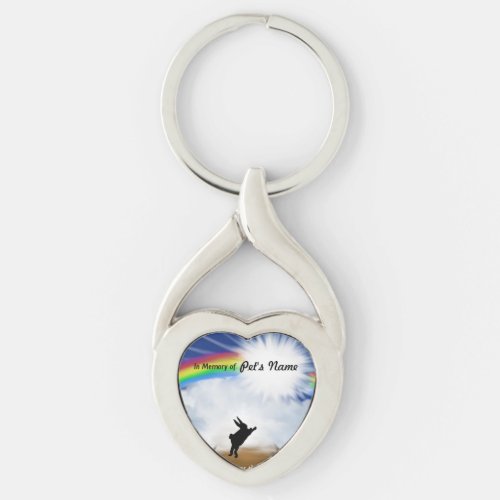 Rainbow Bridge Memorial for Rabbits Keychain