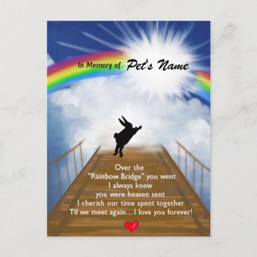 Rainbow Bridge Memorial for Rabbits Postcard
