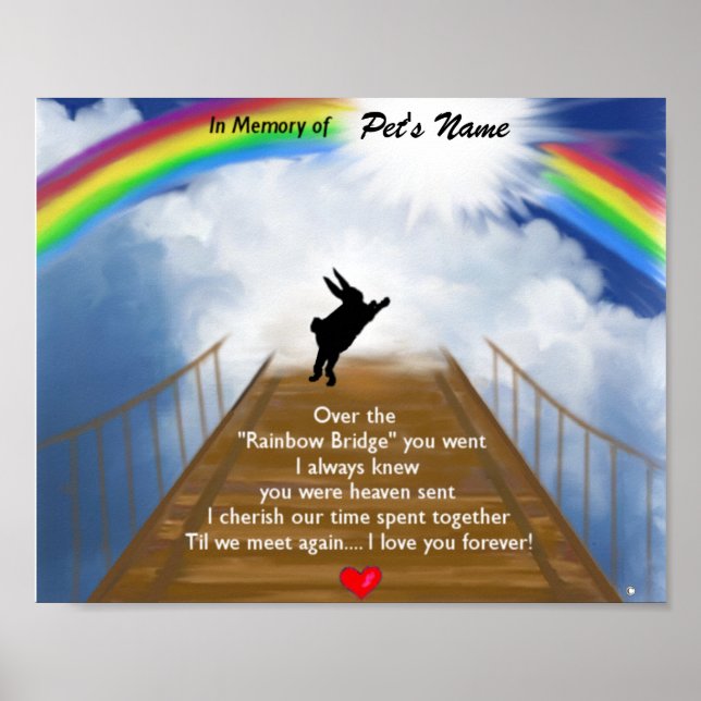 Rainbow Bridge Memorial for Rabbits Poster (Front)