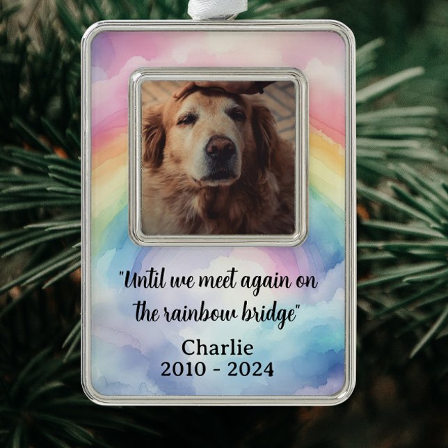 Rainbow Bridge Memorial Pet Loss Christmas Ornament (Until we meet again on the rainbow bridge)