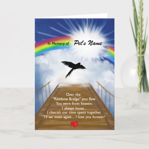 Rainbow Bridge Memorial Poem for Birds Card