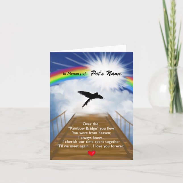 Rainbow Bridge Memorial Poem for Birds Card (Front)